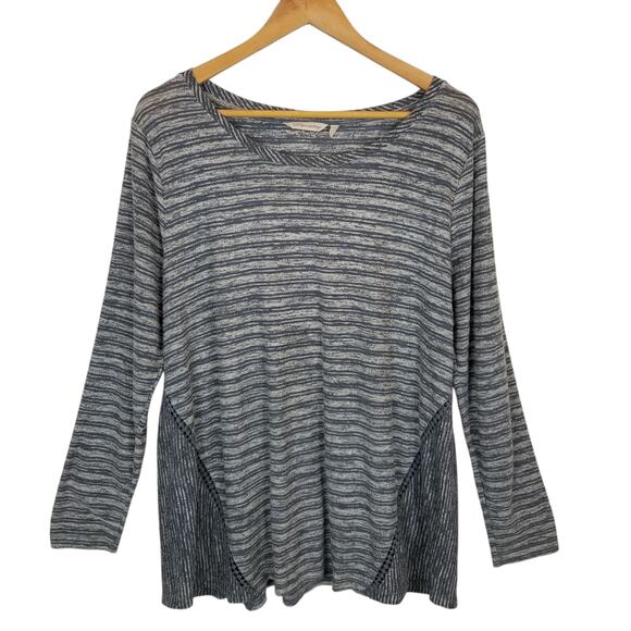 Soft Surroundings Women's Long Sleeve Striped Knit Top Blue Gray Size 1X - Picture 1 of 5